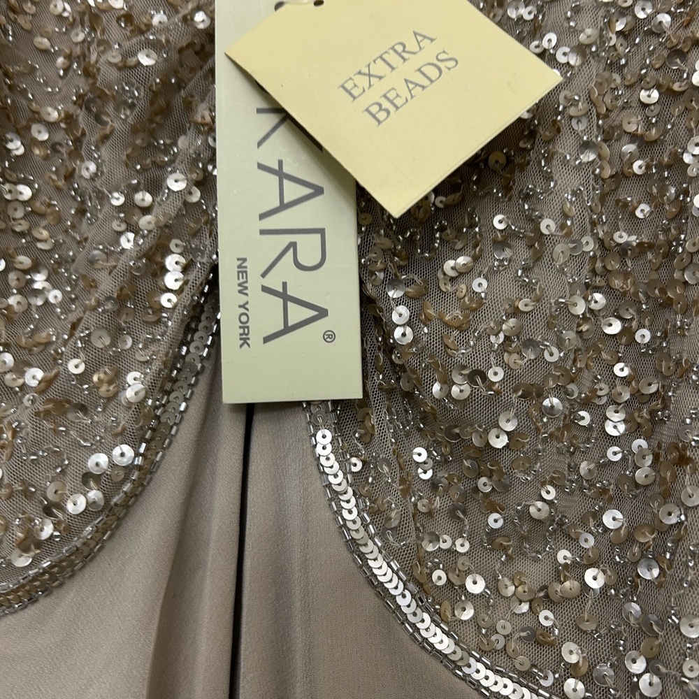NWT J Kara Women's 3/4 Sleeve V-Neck Beaded Top Long Gown Blush/Multi - Picture 5 of 7
